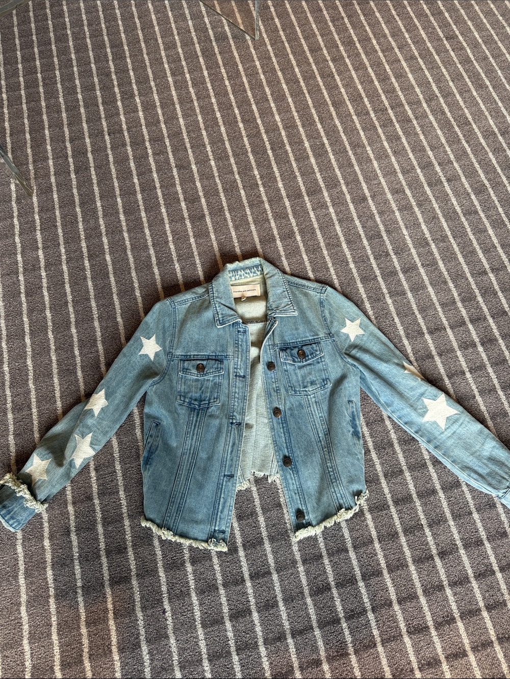 cupcakes & cashmere Light Blue Denim Jacket with White Star Accents